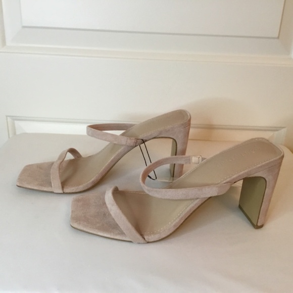 The Drop Women’s Avery Natural Square Toe Two Strap High Heels - Picture 4 of 8